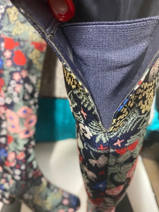 Sam Edelman Multicolor Floral Embroidered Knee - High Women's Boots EUC Size 9.5 - Picture 7 of 9